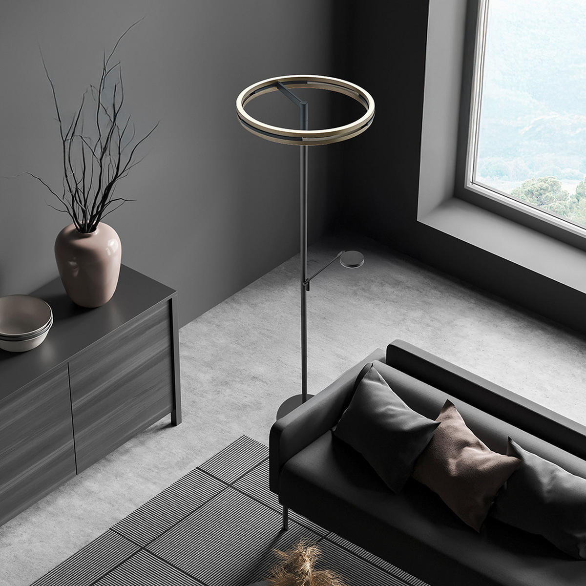LED-STEHLEUCHTE Ben 45/180 cm  - Bronzefarben, MODERN, Metall (45/180cm) - elements by BANKAMP