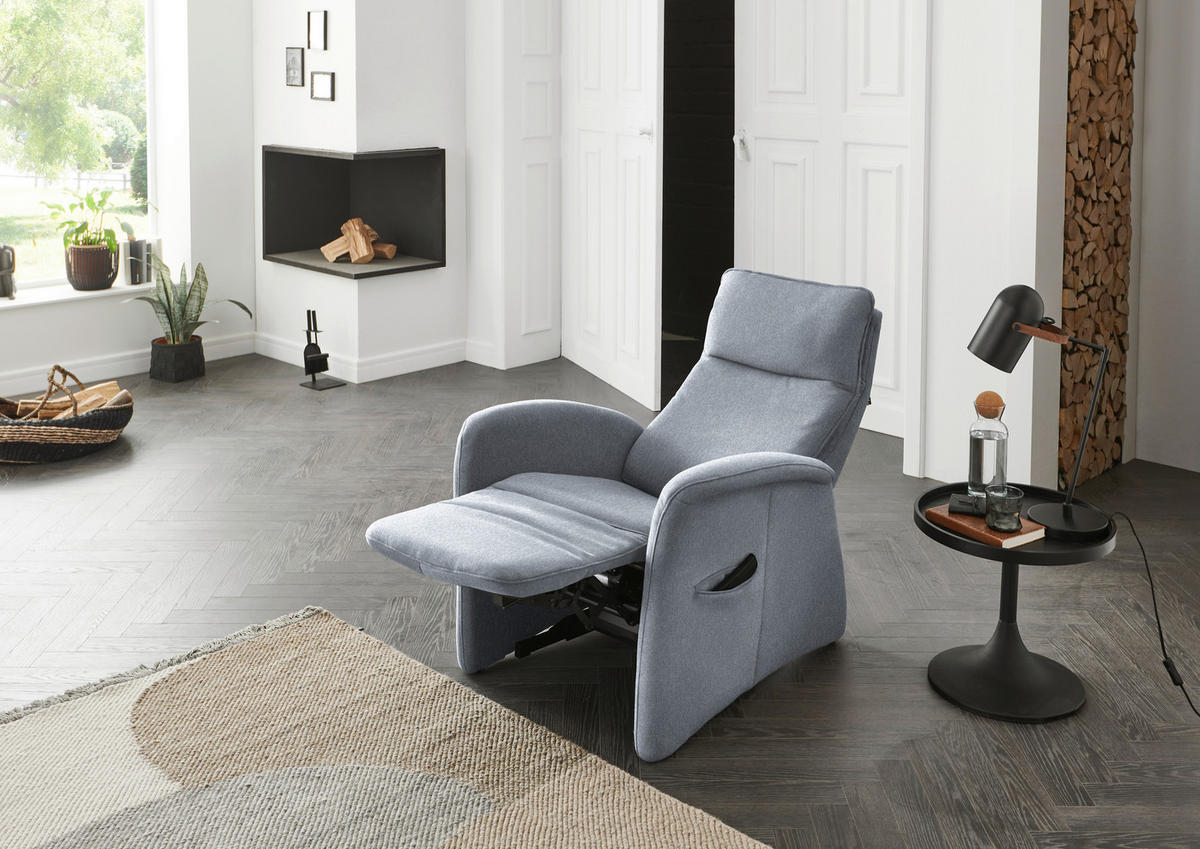 FERNSEHSESSEL in Chenille Hellblau  - Hellblau, KONVENTIONELL, Kunststoff/Textil (79-83/108/87cm) - Valdera