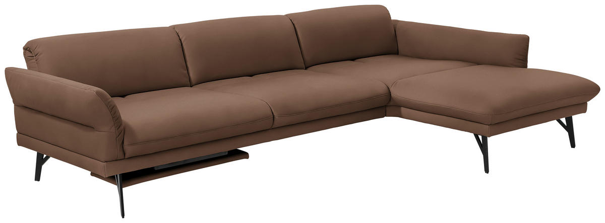 ECKSOFA in Echtleder Braun  - Anthrazit/Braun, Design, Leder/Metall (308/173cm) - Joop!
