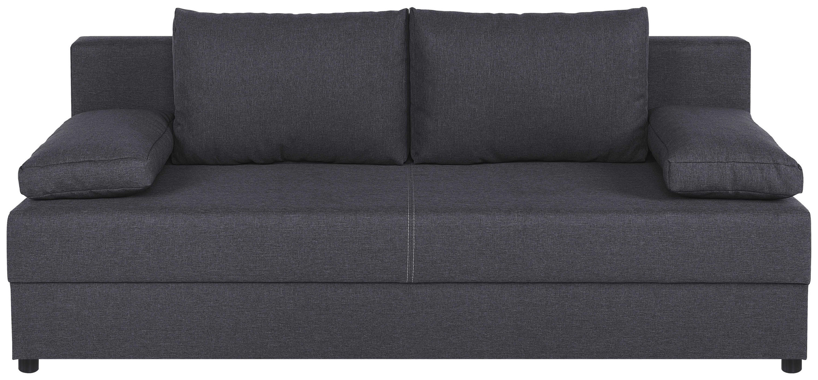 SCHLAFSOFA  mit Liegefunktion, Rücken echt Dunkelgrau  - Dunkelgrau/Schwarz, Design, Kunststoff/Textil (190/80/75cm) - P & B