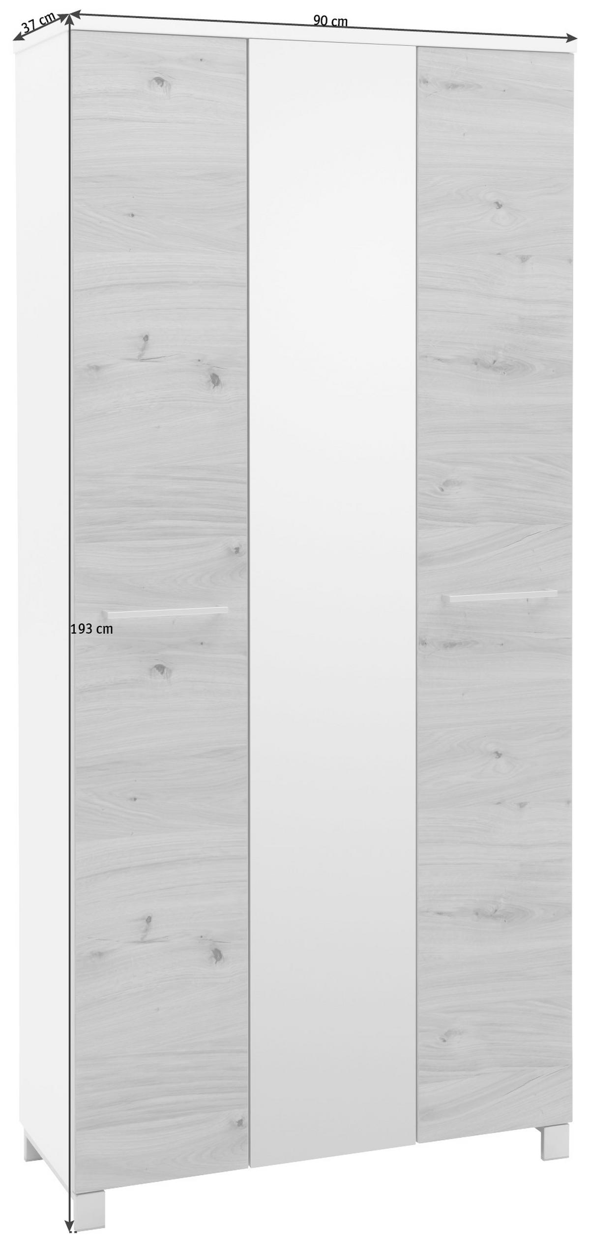 GARDEROBENSCHRANK 90/193/37 cm  - Chromfarben/Eichefarben, Design, Glas/Holz (90/193/37cm) - Dieter Knoll