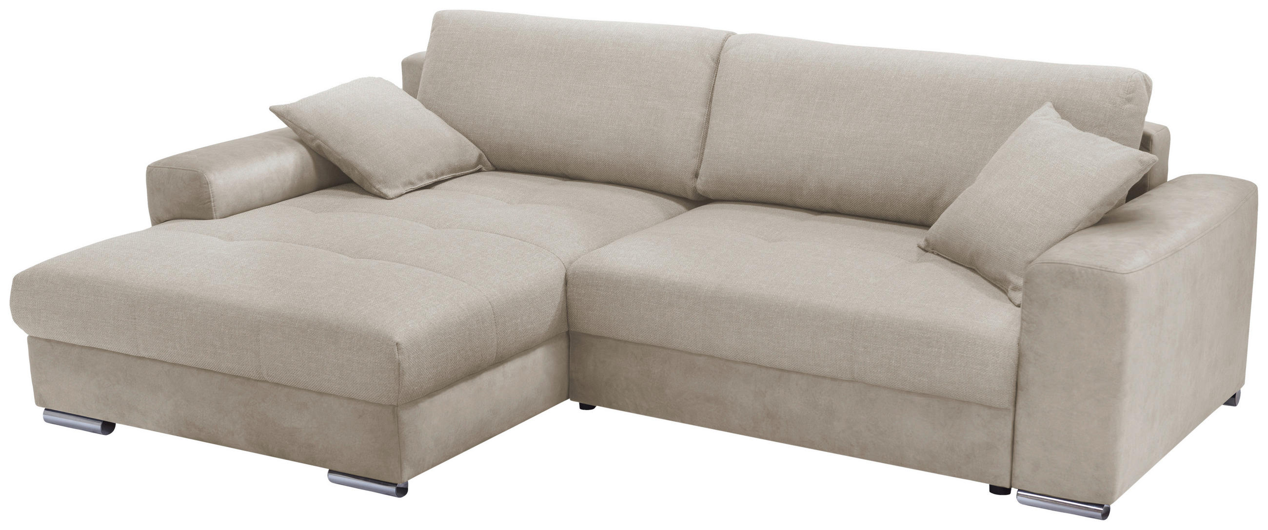ECKSOFA in Struktur Beige  - Chromfarben/Beige, Design, Textil/Metall (177/269cm) - Livetastic