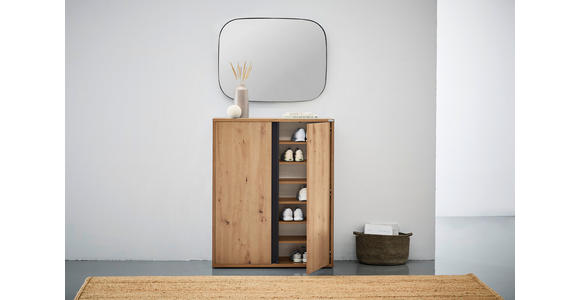 SCHUHSCHRANK 97,5/120/33,8 cm  - Eichefarben/Anthrazit, MODERN, Holzwerkstoff/Kunststoff (97,5/120/33,8cm) - Xora