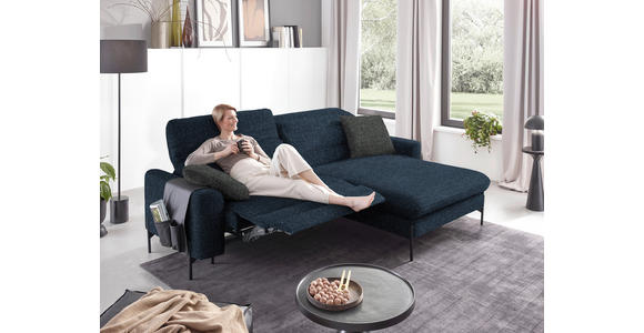ECKSOFA in Flachgewebe Blau 252/191 cm - Blau/Schwarz, Design, Textil/Metall (252/191cm) - Dieter Knoll