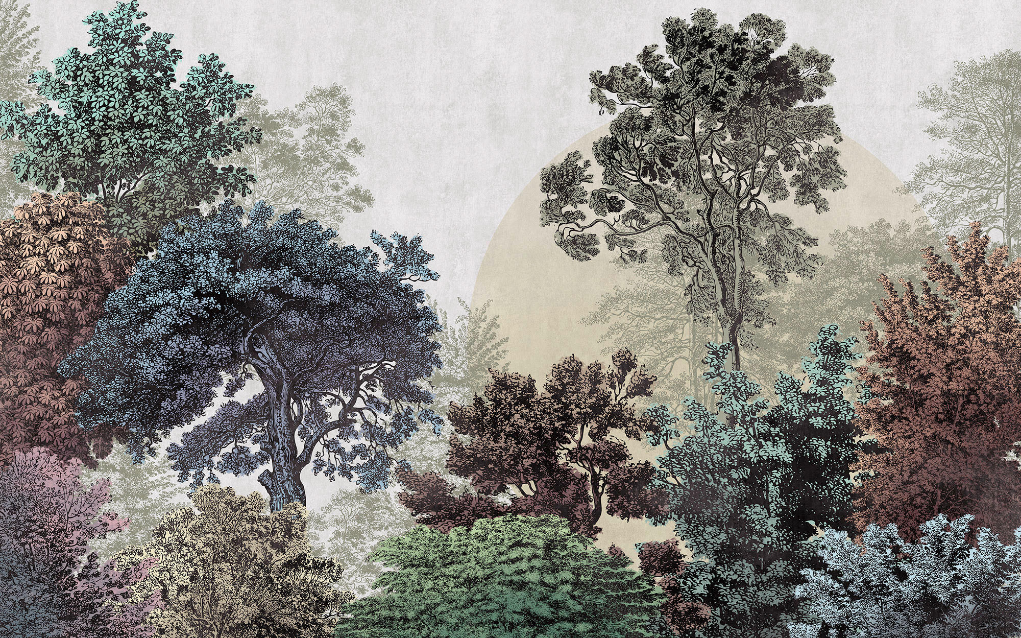 Xora Vliestapete Blau, Grün, Weiß 400x250 cm