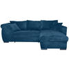 ECKSOFA Blau Cord  - Blau/Schwarz, KONVENTIONELL, Textil/Metall (258/168cm) - Carryhome