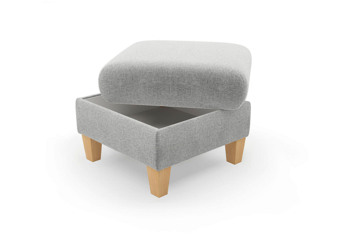 HOCKER Flachgewebe Hellgrau  - Eichefarben/Hellgrau, KONVENTIONELL, Holz/Textil (58/47/58cm) - Sit & More