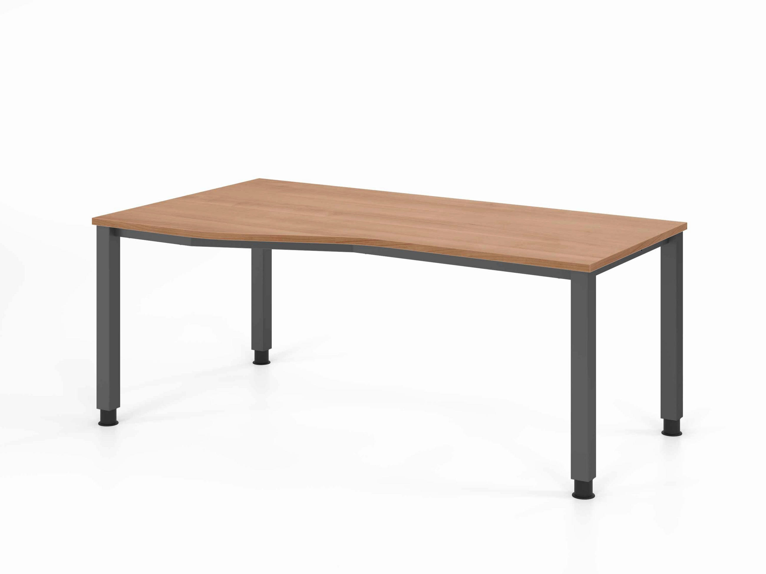 SCHREIBTISCH 180/100-80/68,5-81 cm Graphitfarben, Nussbaumfarben mechanisch höhenverstellbar  - Nussbaumfarben/Graphitfarben, Basics, Holzwerkstoff/Metall (180/100-80/68,5-81cm) - Venda