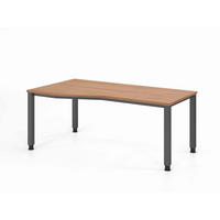 SCHREIBTISCH 180/100-80/68,5-81 cm Graphitfarben, Nussbaumfarben mechanisch höhenverstellbar  - Nussbaumfarben/Graphitfarben, Basics, Holzwerkstoff/Metall (180/100-80/68,5-81cm) - Venda
