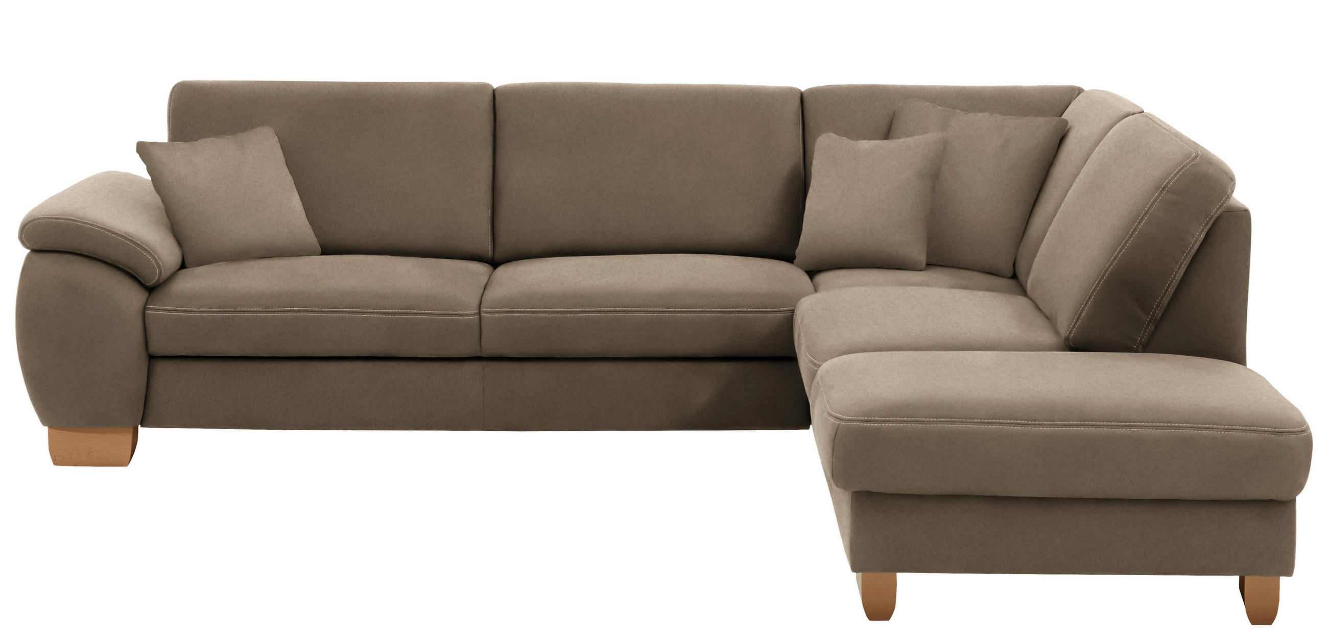 ECKSOFA in Mikrofaser Hellbraun  - Wildeiche/Hellbraun, Natur, Holz/Textil (286/236cm) - Voleo