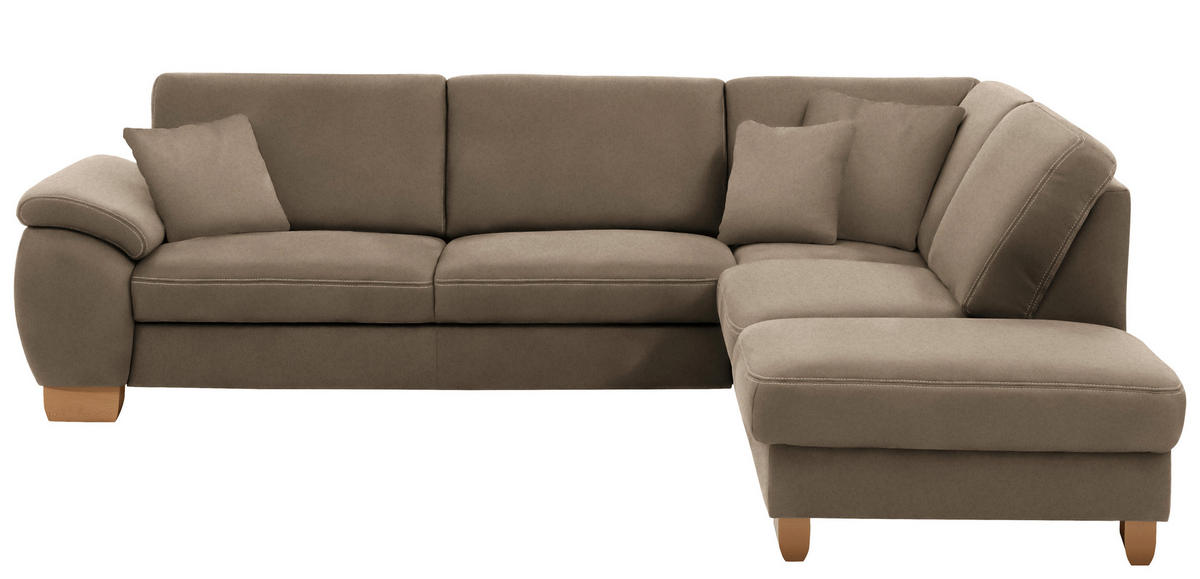 ECKSOFA in Mikrofaser Hellbraun  - Wildeiche/Hellbraun, Natur, Holz/Textil (286/236cm) - Voleo