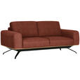 3-SITZER-SOFA in Struktur Rostfarben  - Rostfarben/Schwarz, Design, Holz/Textil (196/85-104/95cm) - Novel