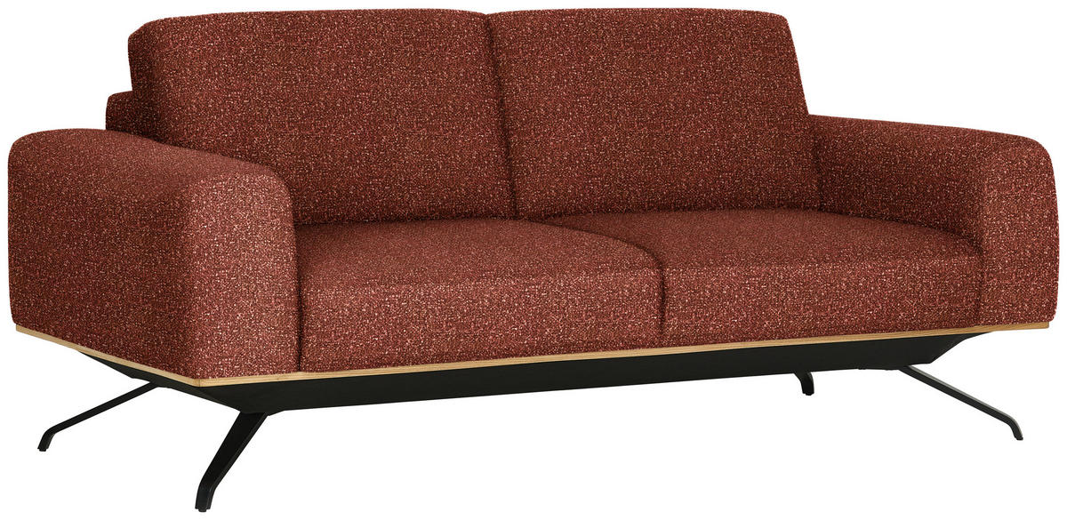 3-SITZER-SOFA in Struktur Rostfarben  - Rostfarben/Schwarz, Design, Holz/Textil (196/85-104/95cm) - Novel