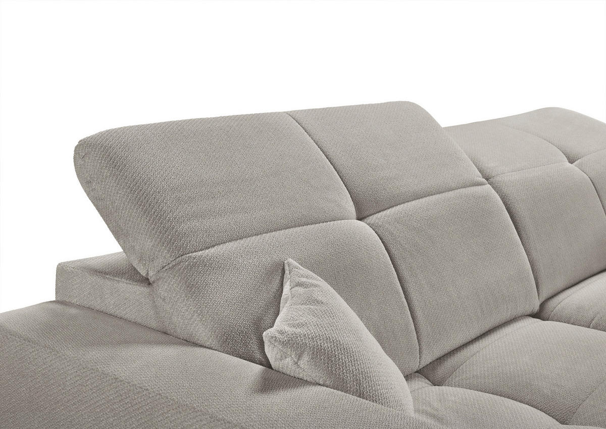 ECKSOFA Hellgrau Webstoff  - Hellgrau/Schwarz, KONVENTIONELL, Textil/Metall (285/180cm) - SetOne by Musterring