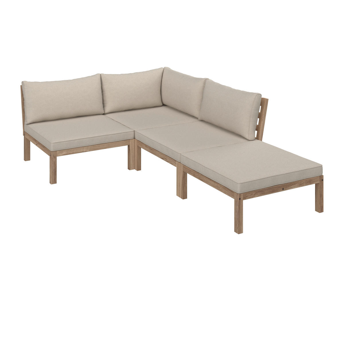 BAŠTENSKA GARNITURA  - boja akacije/krem, Moderno, drvo/tekstil (250/250cm) - Bessagi Garden