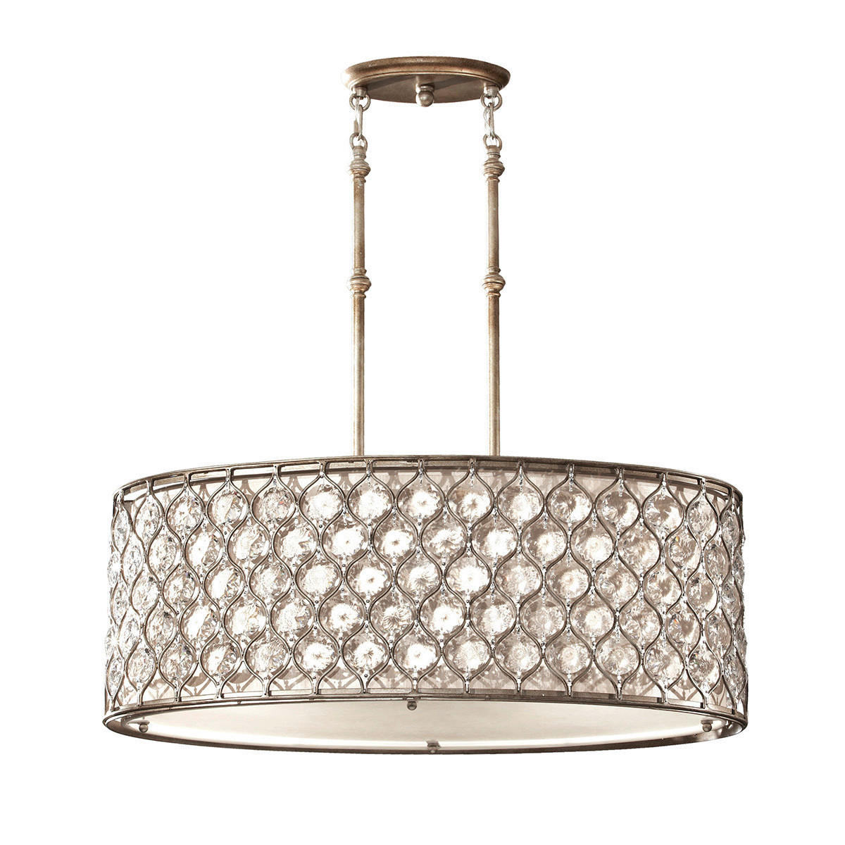 HÄNGELEUCHTE Elstead Lucia 81.6/44.8/41.3 cm   - Silberfarben, KONVENTIONELL, Glas/Textil (81.6/44.8/41.3cm) - Elstead Lighting