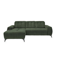 ECKSOFA Dunkelgrün Cord  - Dunkelgrün/Schwarz, MODERN, Textil/Metall (180/258cm) - Livetastic