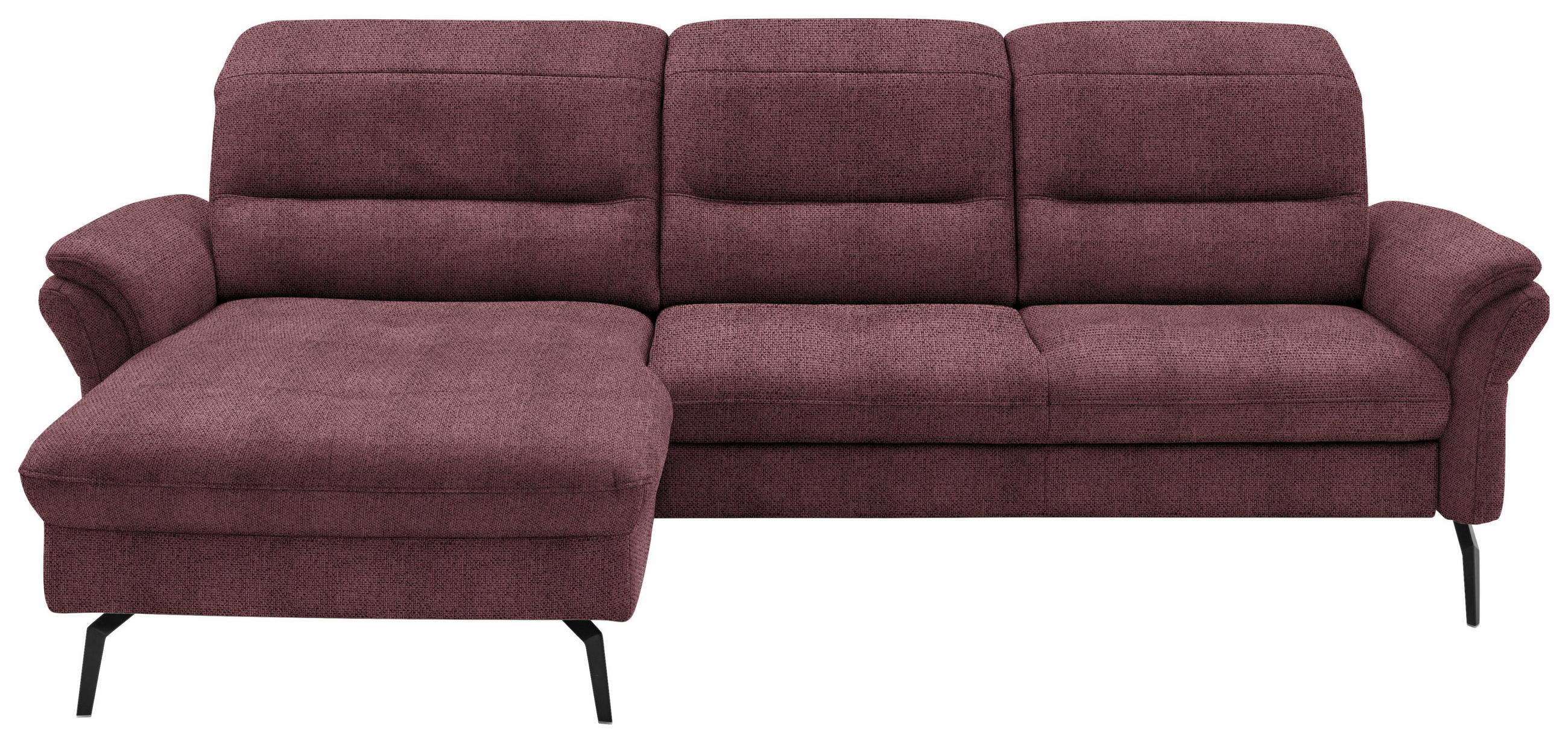 ECKSOFA in Flachgewebe Weinrot  - Weinrot/Schwarz, Konventionell, Textil/Metall (181/260cm) - Beldomo Speed