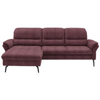 ECKSOFA in Flachgewebe Weinrot  181/260 cm  - Weinrot/Schwarz, KONVENTIONELL, Textil/Metall (181/260cm) - Beldomo Speed