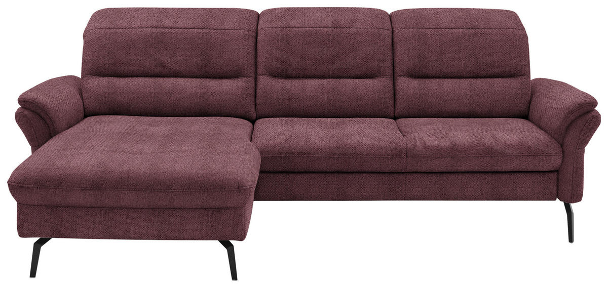 ECKSOFA in Flachgewebe Weinrot  181/260 cm  - Weinrot/Schwarz, KONVENTIONELL, Textil/Metall (181/260cm) - Beldomo Speed