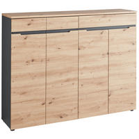 SCHUHSCHRANK 160/124/38 cm  - Schwarz/Graphitfarben, Design, Holzwerkstoff/Kunststoff (160/124/38cm) - Voleo