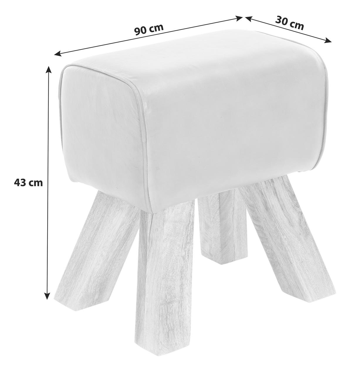 HOCKER Echtleder Braun  - Braun, Natur, Leder/Holz (40/47/30cm) - MID.YOU