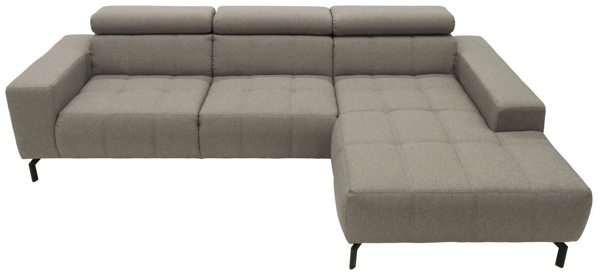 ECKSOFA in Webstoff Silberfarben  292/175 cm  - Silberfarben/Schwarz, Design, Textil/Metall (292/175cm) - MID.YOU
