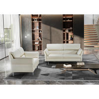 2-SITZER-SOFA Echtleder Beige  - Chromfarben/Beige, Design, Leder/Metall (142/164/85/111/83/91cm) - Horst AG