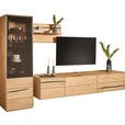 WOHNWAND  in Schwarz, Eichefarben  320/192/50 cm  LED-COB-Leuchtmittel, Dekoleuchtmittel   - Eichefarben/Schwarz, Natur, Glas/Holz (320/192/50cm) - Waldwelt