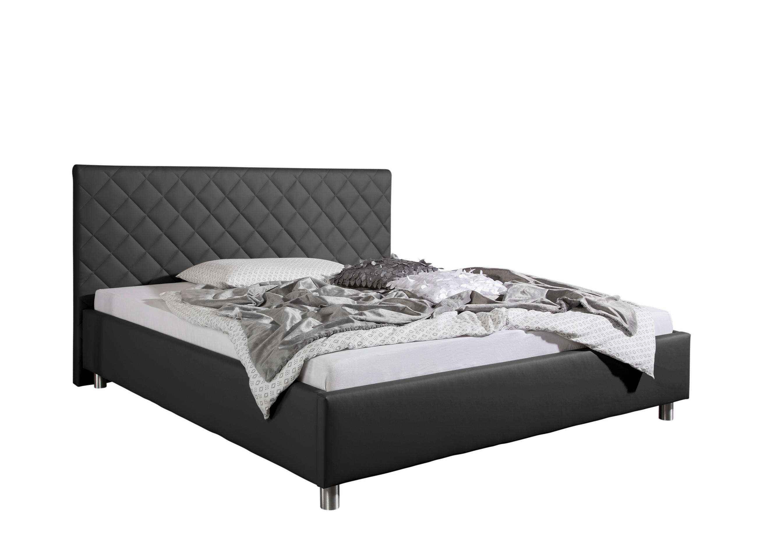 POLSTERBETT 200/200 cm,  in Anthrazit,  - Anthrazit/Alufarben, MODERN, Textil/Metall (200/200cm) - Livetastic