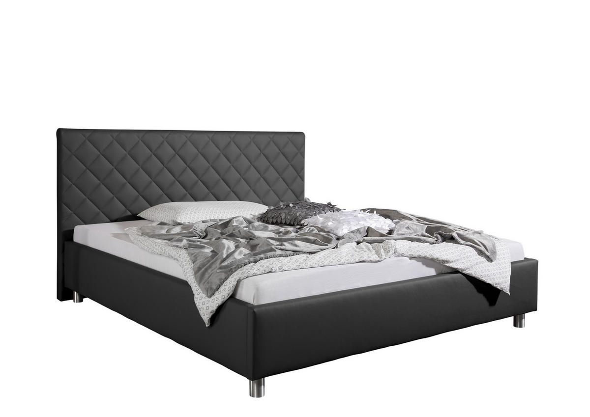 POLSTERBETT 200/200 cm,  in Anthrazit,  - Anthrazit/Alufarben, MODERN, Textil/Metall (200/200cm) - Livetastic