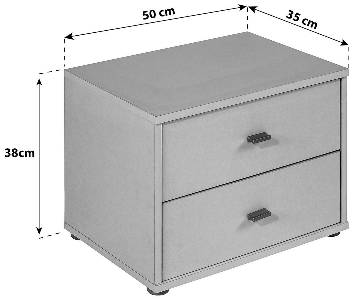 NACHTSCHRANK  - Chromfarben/Weiß, KONVENTIONELL, Holzwerkstoff/Kunststoff (50/38.1/35.2cm)