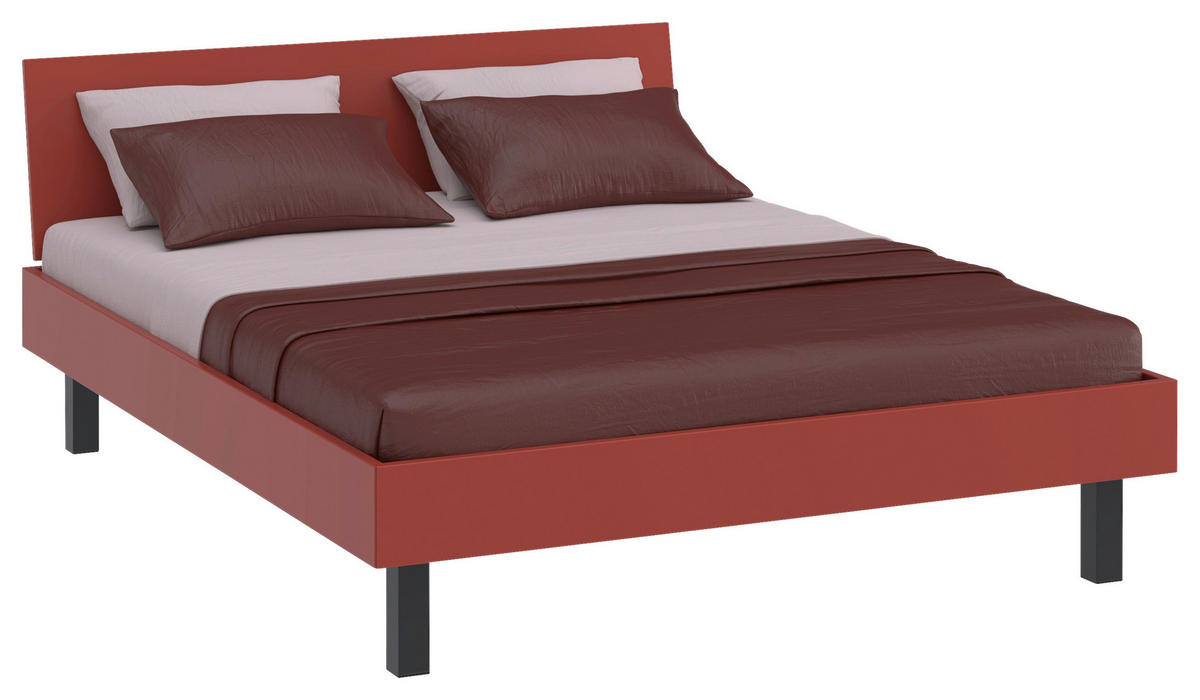 BETT 160/200 cm,  in Rot, Koralle  - Koralle/Rot, Design, Metall (160/200cm) - Xora