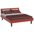 BETT 160/200 cm,  in Rot, Koralle  - Koralle/Rot, Design, Metall (160/200cm) - Xora
