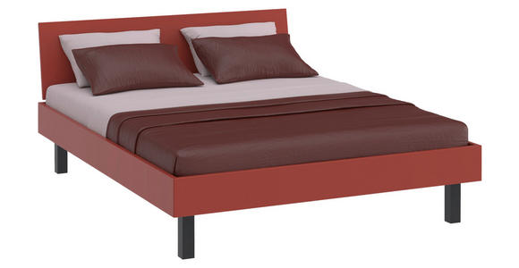 BETT 160/200 cm,  in Rot, Koralle  - Koralle/Rot, Design, Metall (160/200cm) - Xora