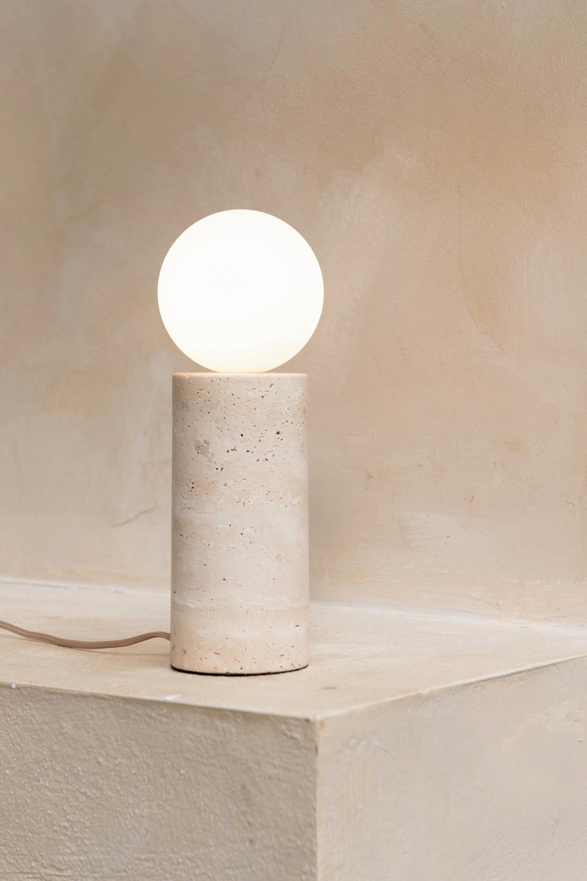 STOLNÍ LAMPA, nástěnný stmívač, G9, 12/33 cm  - bílá, Design, kámen/sklo (12/33cm) - It's about Romi
