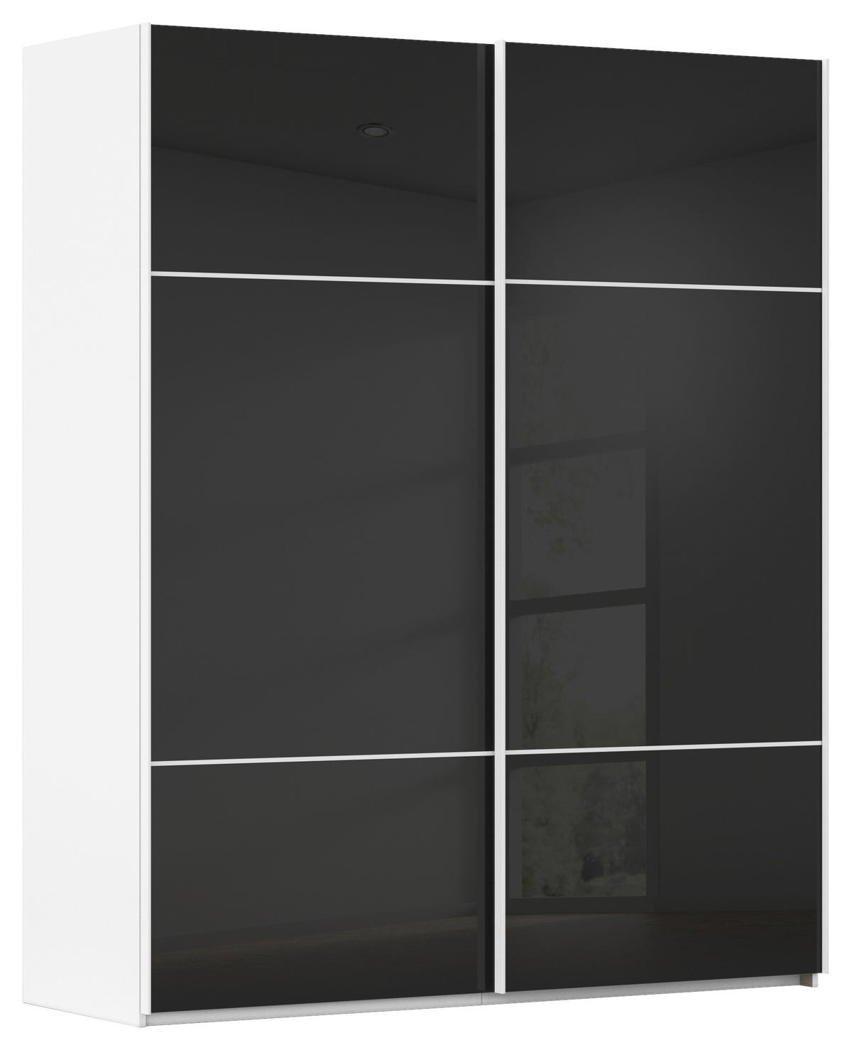 SCHWEBETÜRENSCHRANK 201/223/67 cm 2-türig Schwarz, Weiß  - Schwarz/Weiß, KONVENTIONELL, Glas/Holzwerkstoff (201/223/67cm) - Novel