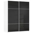 SCHWEBETÜRENSCHRANK 181/223/67 cm 2-türig Schwarz, Weiß  - Schwarz/Weiß, KONVENTIONELL, Glas/Holzwerkstoff (181/223/67cm) - Novel