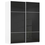 SCHWEBETÜRENSCHRANK 181/223/67 cm 2-türig Schwarz, Weiß  - Schwarz/Weiß, KONVENTIONELL, Glas/Holzwerkstoff (181/223/67cm) - Novel