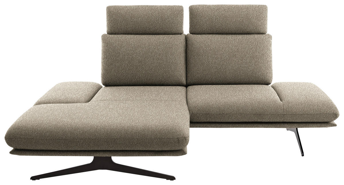 ECKSOFA Flachgewebe Hellbraun  - Hellbraun/Schwarz, Design, Textil/Metall (155/234cm) - Dieter Knoll