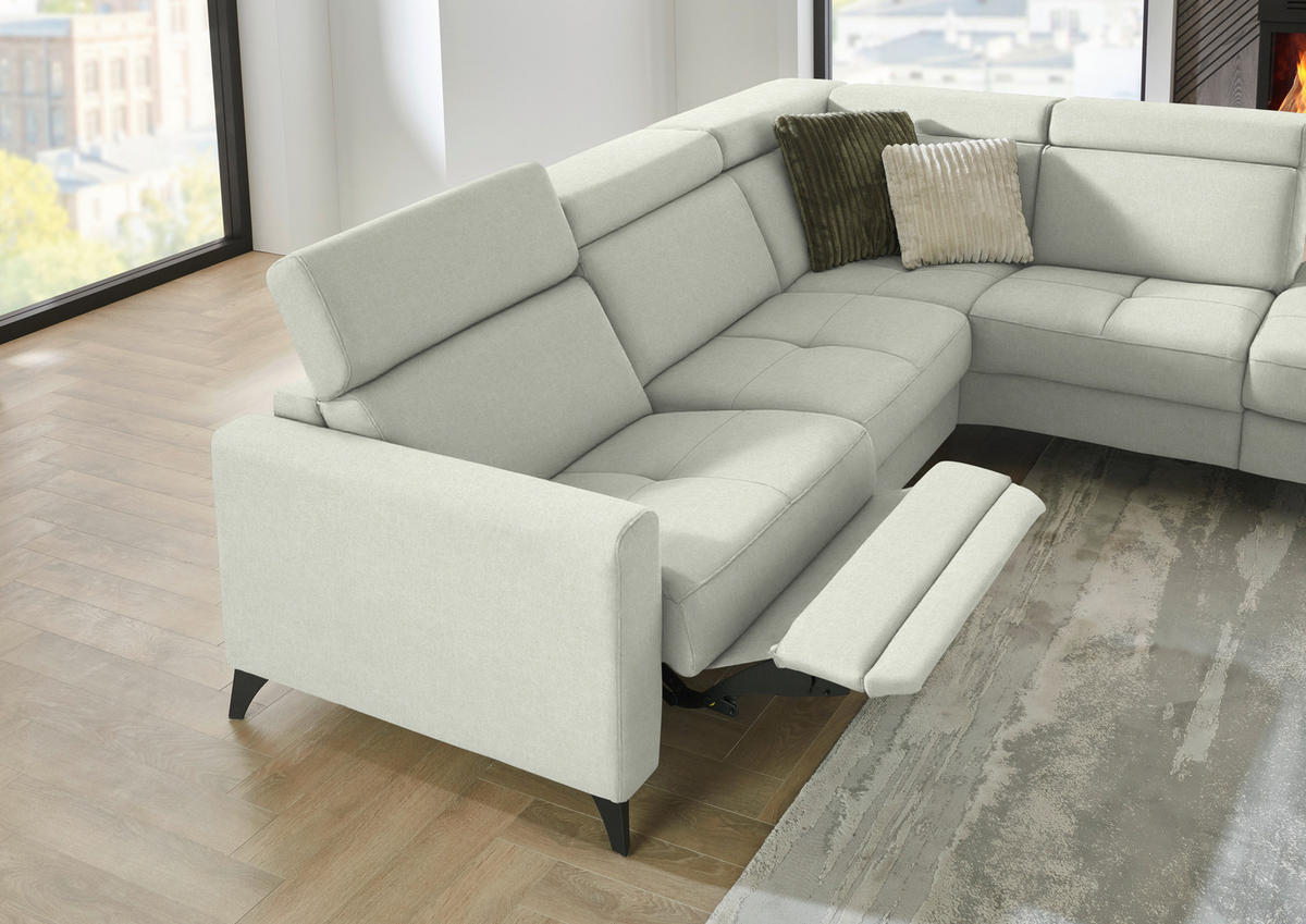 ECKSOFA Beldomo System in Flachgewebe Naturfarben  276/214 cm  - Schwarz/Naturfarben, KONVENTIONELL, Textil/Metall (276/214cm) - Beldomo System