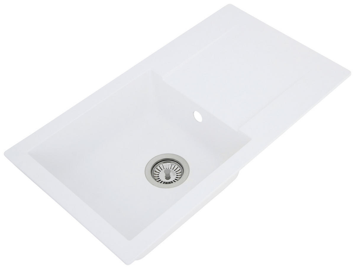 SPÜLE 1712DENVER78X44W  - Weiß, Trend, Glas/Kunststoff (78/17/43,5cm) - Respekta