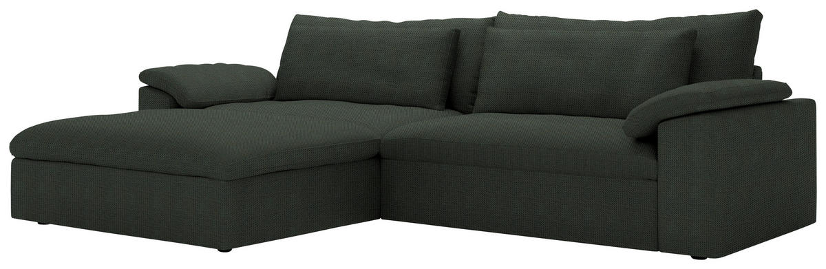 ECKSOFA  Chenille Waldgrün  - Waldgrün/Schwarz, Modern, Kunststoff/Textil (198/306cm) - Carryhome