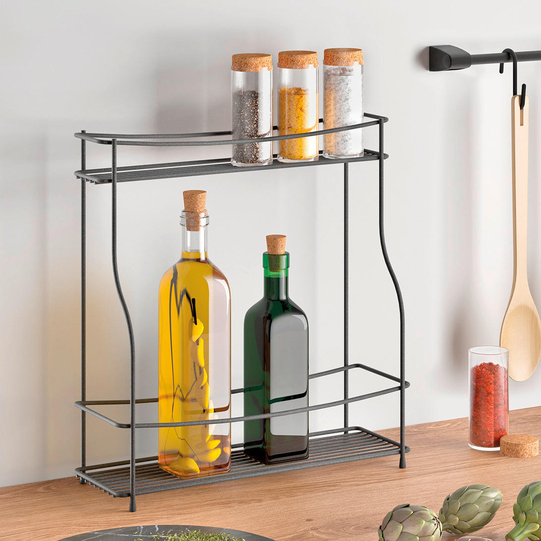 GEWÜRZREGAL - Schwarz, Basics, Metall (35/37/12cm) - Metaltex