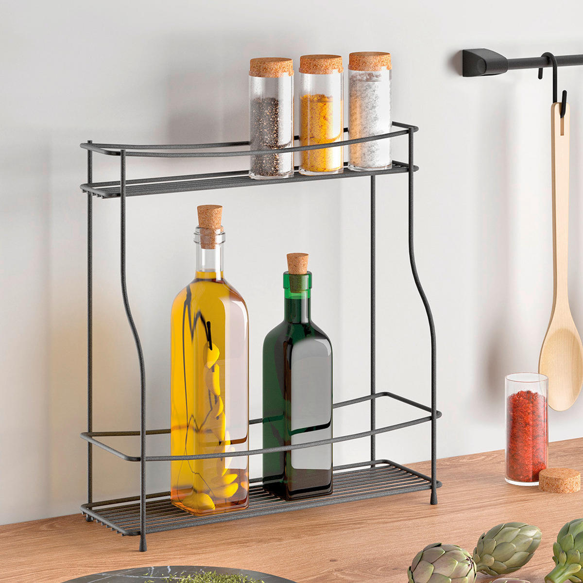 GEWÜRZREGAL - Schwarz, Basics, Metall (35/37/12cm) - Metaltex