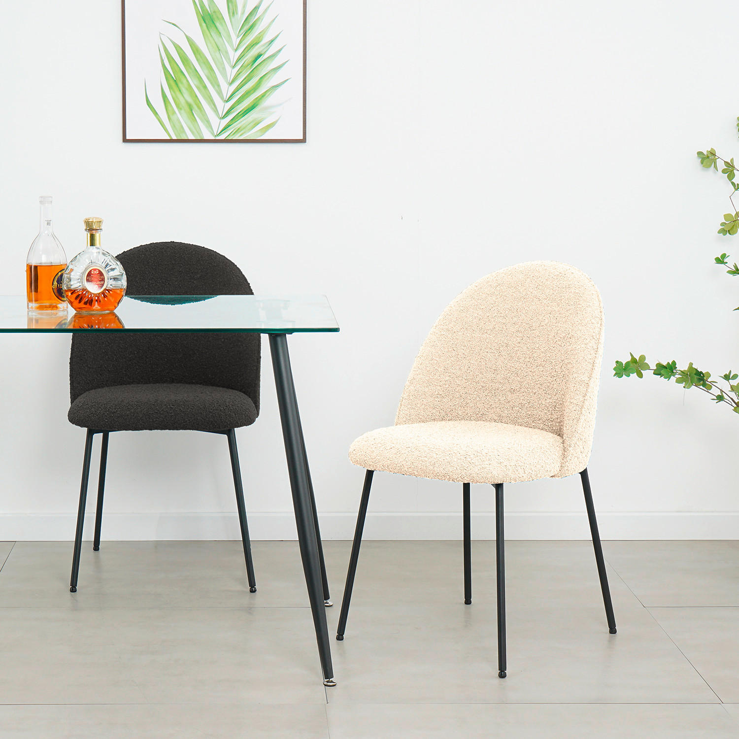 STUHL - Schwarz/Weiß, LIFESTYLE, Textil/Metall (50/84/53cm) - home24
