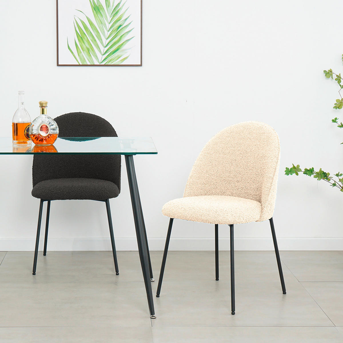STUHL - Schwarz/Weiß, LIFESTYLE, Textil/Metall (50/84/53cm) - home24