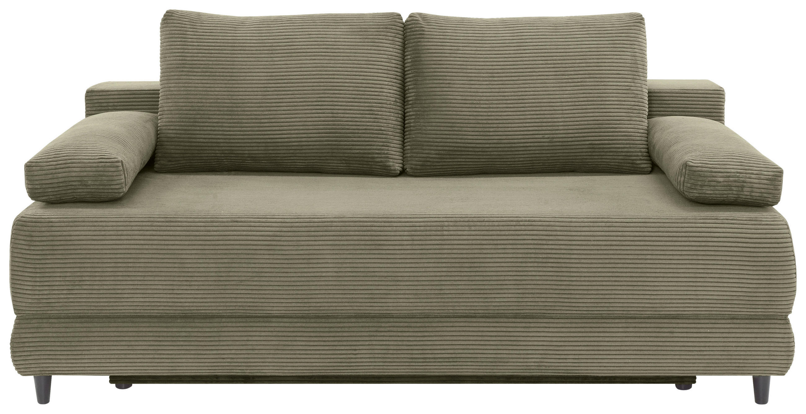 SCHLAFSOFA  mit Liegefunktion, Schlafen auf Sitzhöhe Cord Olivgrün  - Schwarz/Olivgrün, KONVENTIONELL, Holz/Textil (196/96/103cm) - Carryhome