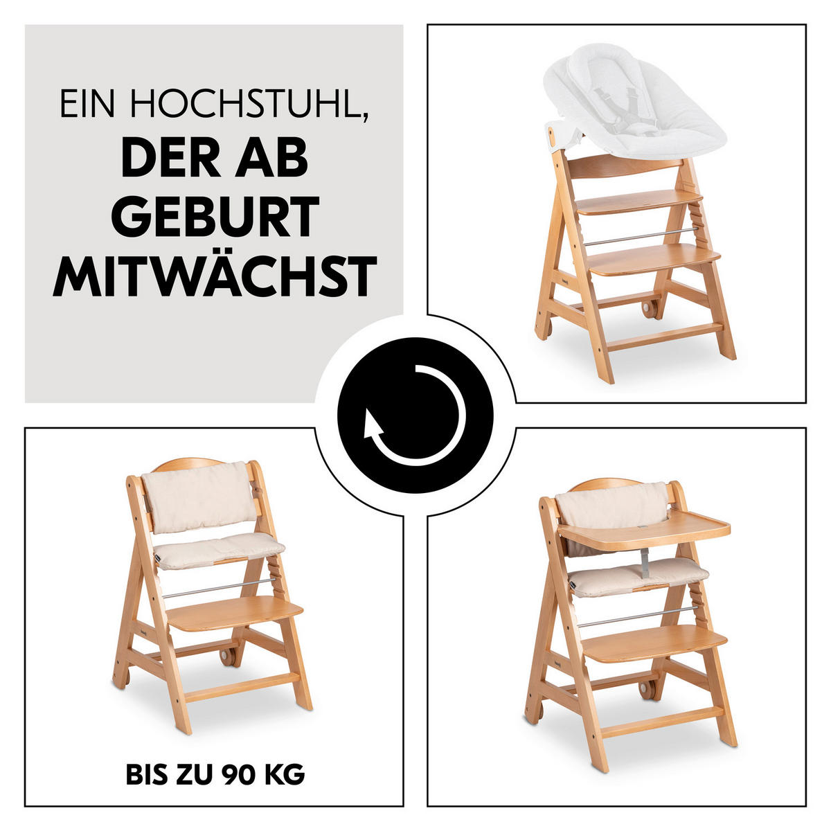 HOCHSTUHL BETA+  - Buchefarben, Basics, Holz (48/79/58cm) - Hauck