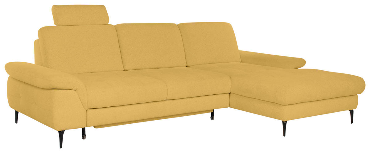 ECKSOFA ALMA in Chenille Gelb  285/191 cm  - Gelb/Schwarz, Design, Textil/Metall (285/191cm) - Livetastic